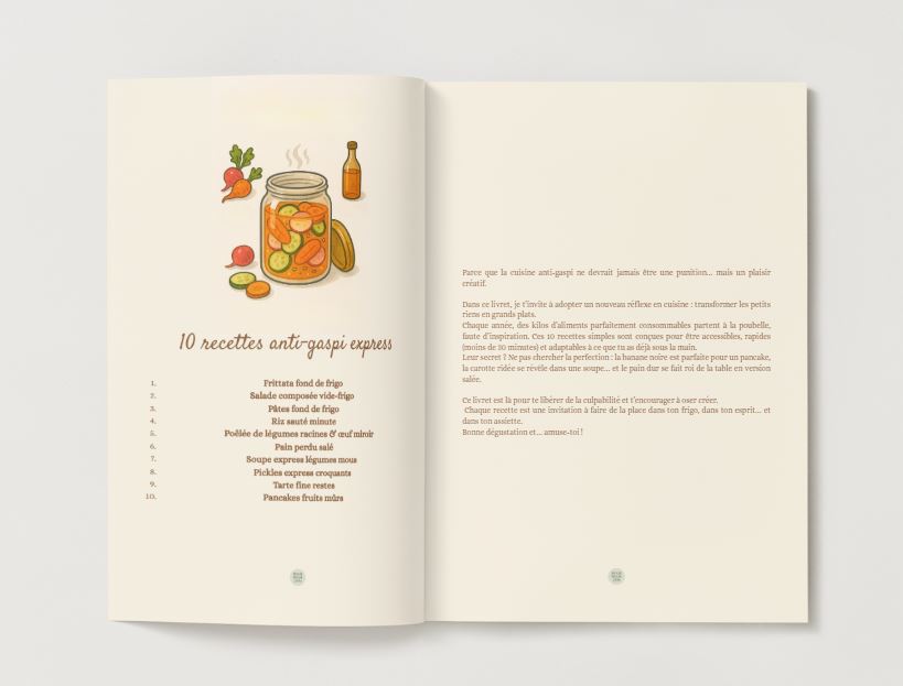10 recettes anti-gaspi illustrées – Ebook à imprimer façon carnet de cheffe