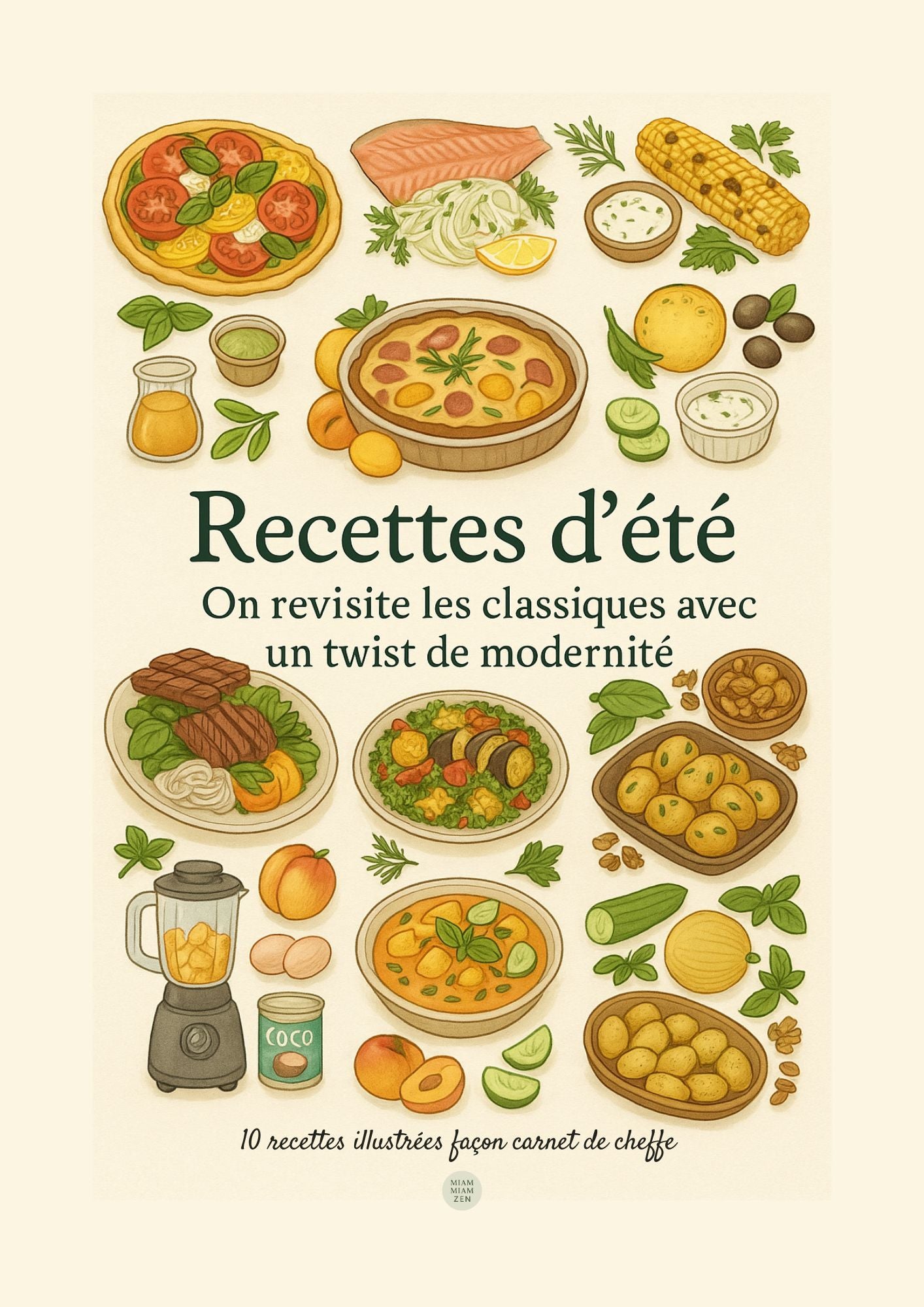 Ebook - Les classiques d’été revisités - 10 recettes illustrées façon carnet de cheffe (PDF à télécharger)