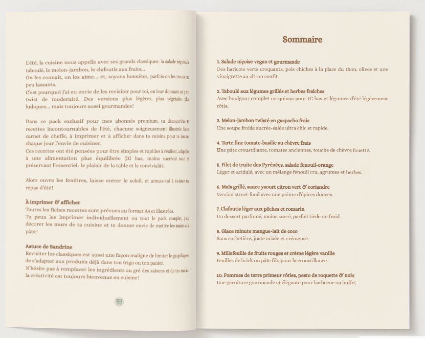 Ebook - Les classiques d’été revisités - 10 recettes illustrées façon carnet de cheffe (PDF à télécharger)